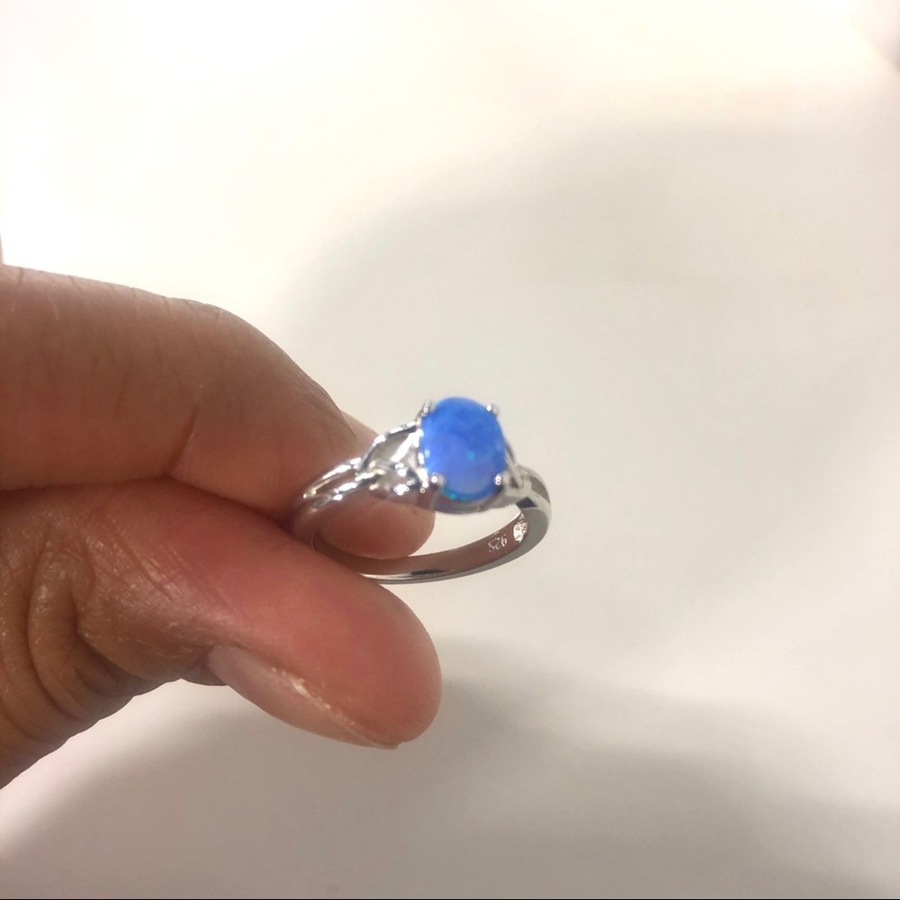 Blue Lab Opal Sterling Silver Ring - Picture 4 of 4